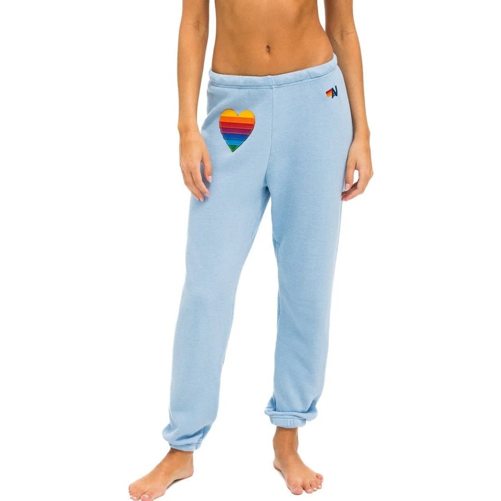 NWT Aviator Nation RAINBOW HEART STITCH SWEATPANTS